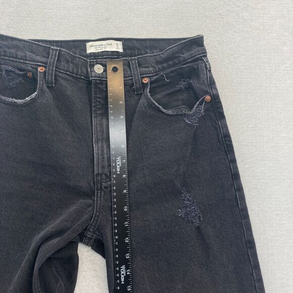 Abercrombie & Fitch Curve Love Jeans‎ Women's 28/6 The 90s Straight Black Denim - Picture 8 of 13